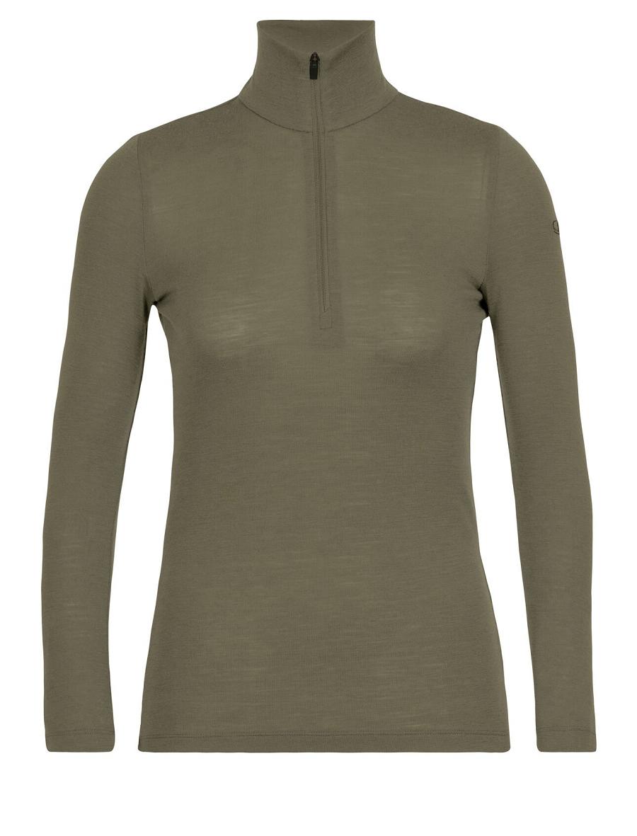 Icebreaker Merino 175 Everyday Long Sleeve Half Zip Thermal Top Női Base Layers Olivazöld | HU 1862DFMN